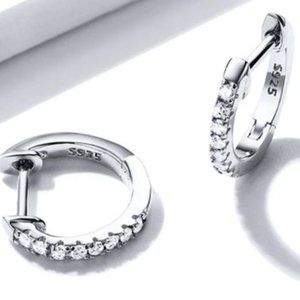 Sterling Silver & Cubic Zirconia Huggie Stud Earrings